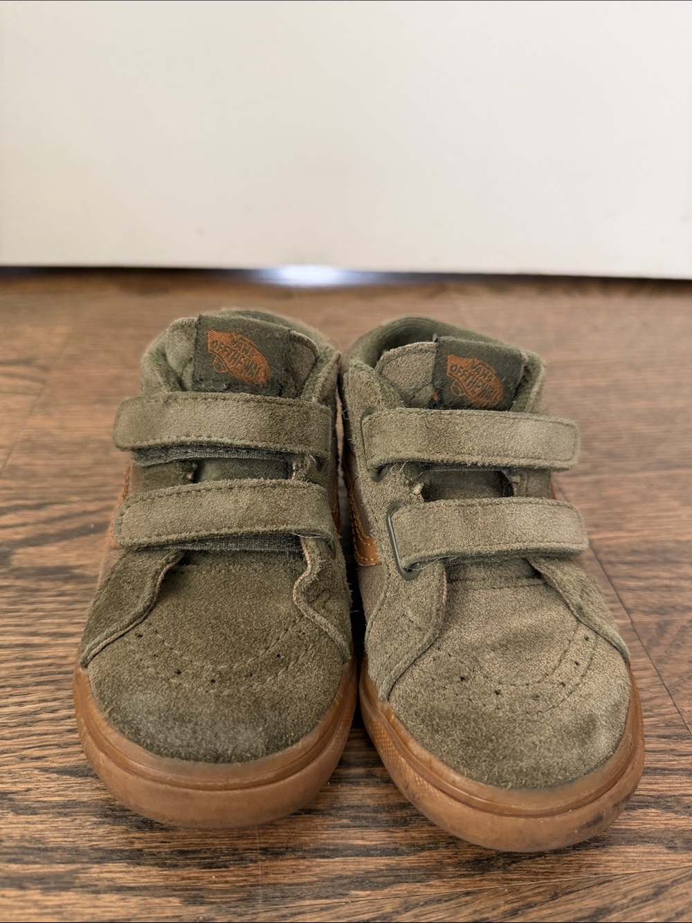 Vans Toddler size 8 Olive Suede Hook & Loop Sneakers